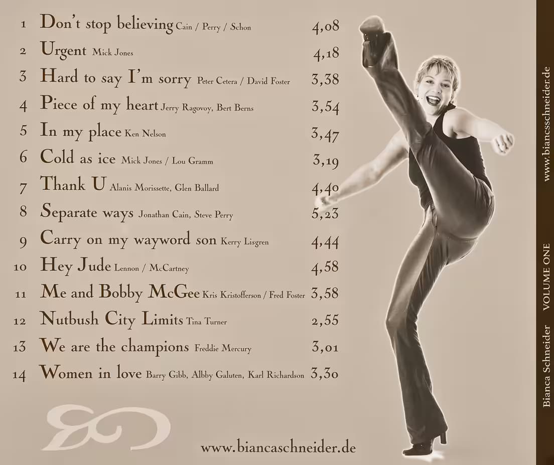 Rückseite des Albums Volume One von Bianca Schneider.